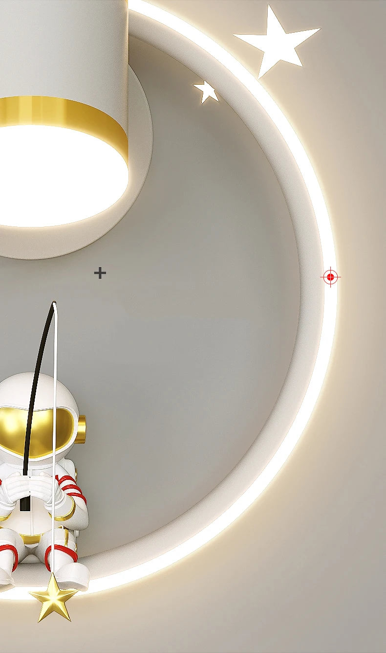 Modern Creative Children's Room Bedside Wall Lamp Astronaut Wall Mount Light for Bedroom, Study