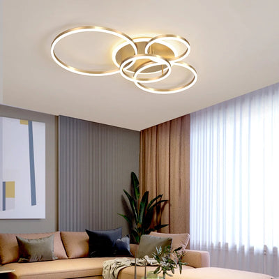 Modern LED Ceiling Lamp in Black and Gold for Living Room, Hall Area  and Bedroom