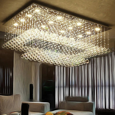 Modern Luxury Crystal Rectangle Chandelier for Ceiling - LED Indoor Lighting for Living Room and Kitchen