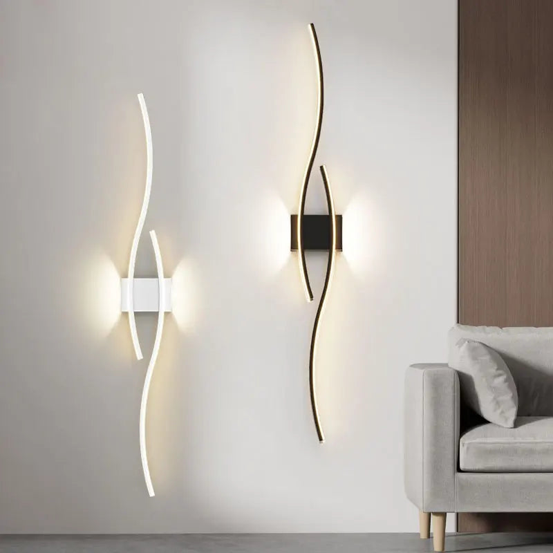 Indoor LED Wall Lights: Up&Down Bedside Lighting Fixtures, Black, for Bedroom Sofa Background Interior Illumination