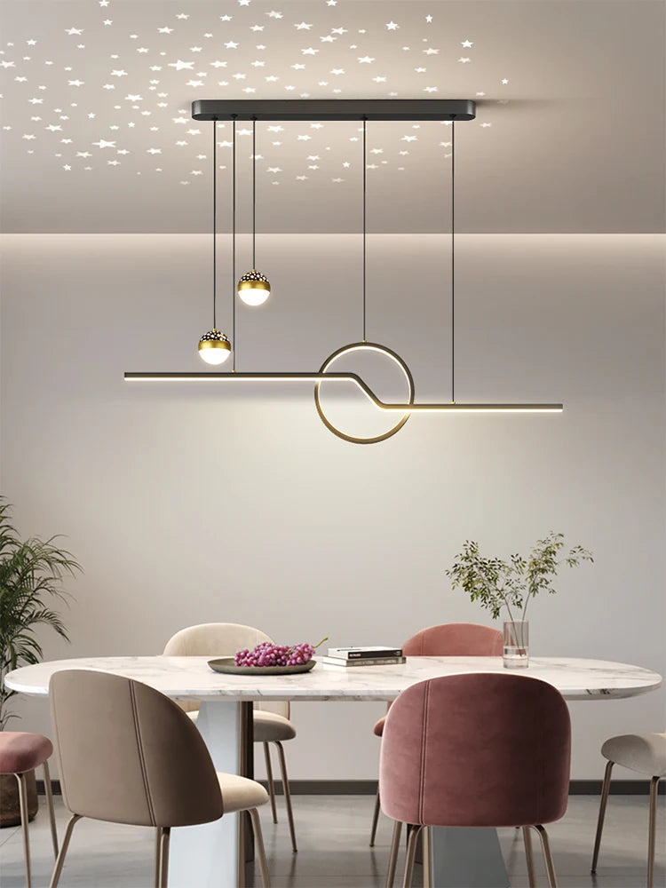 Modern LED Starry Sky Pendant Lamp for Living Room Dining Table Kitchen Bar Adjustable Line Remote Control