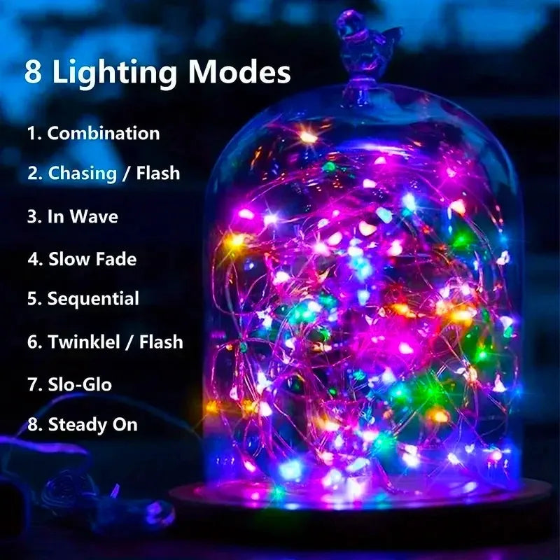 Solar Fairy String Lights Waterproof Copper Wire Garden Lights with 8 Modes for Patio, Yard, and Christmas Decoration