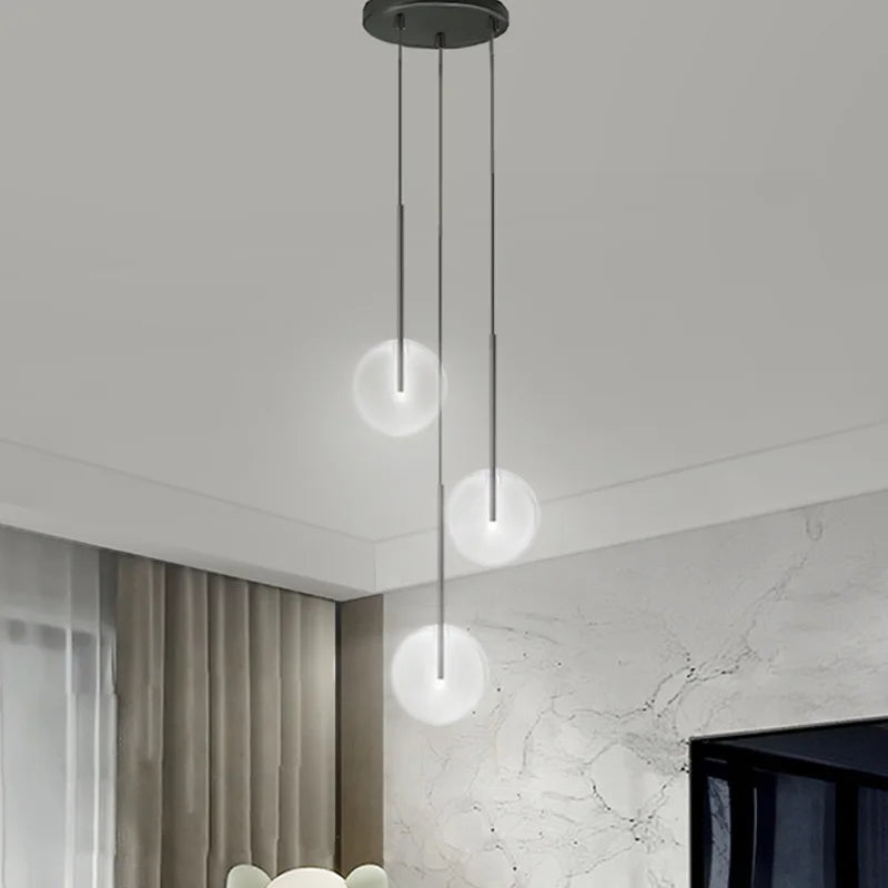 Luxury LED Glass Ball Chandelier Pendant Light - Grand Fixture for Lobby, Stairs, and Dining Room Decor