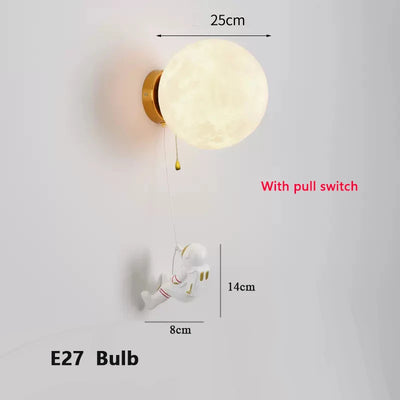 Comoonda Space Astronaut Wall Lamps with Moon Imitation for Creative Bedroom Decor