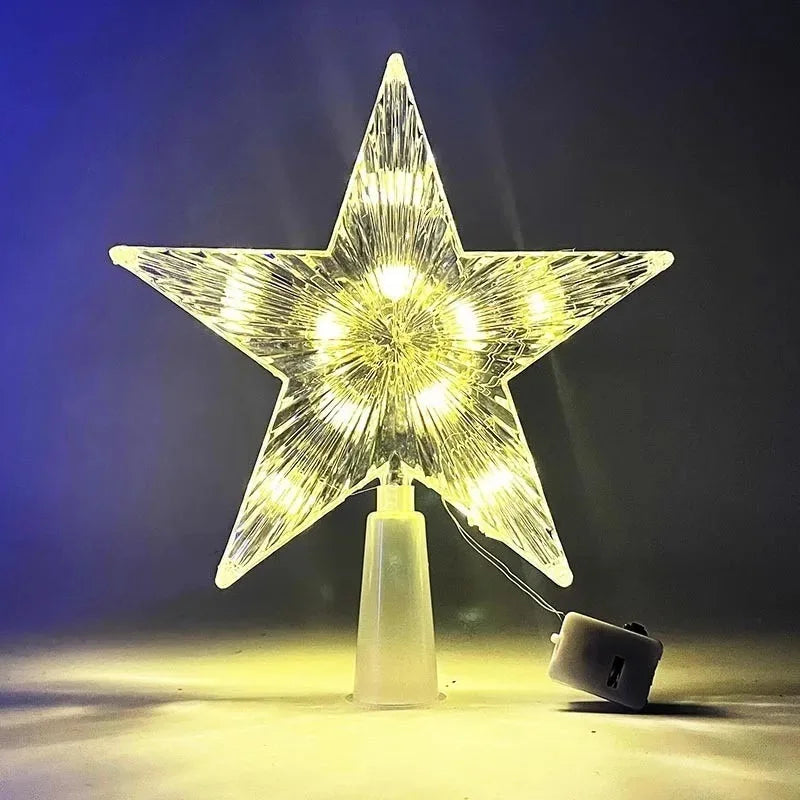 15cm LED Christmas Tree Star Topper Warm White Light Decoration for Home and Holiday 2025 Xmas Tree Décor