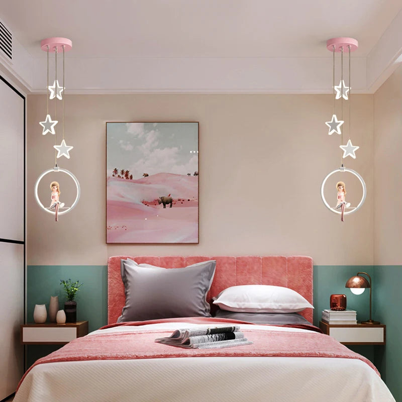 Nordic Girl Bedroom Decor LED Chandelier - Elegant Ceiling Lamps for Living Room and Room Decoration