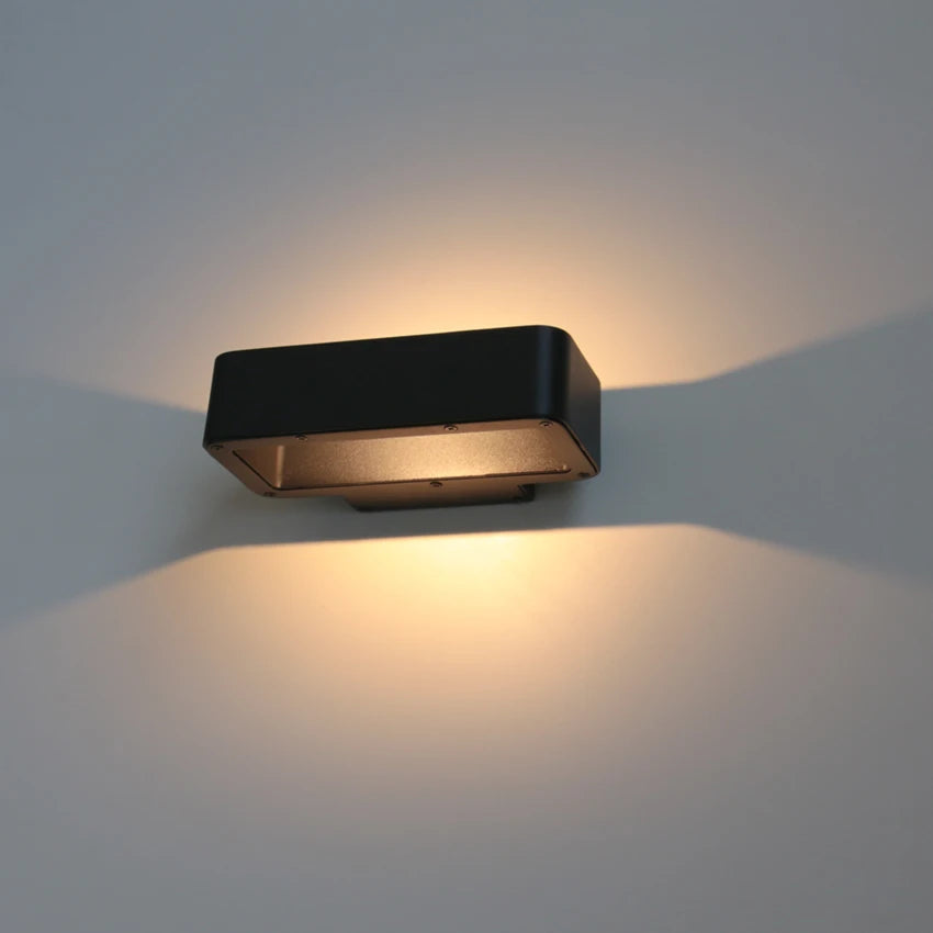Waterproof LED Wall Light: Aluminum Baking Finish, Model AU250, IP54 Protection, Tempered Glass Diffuser, Modern Style