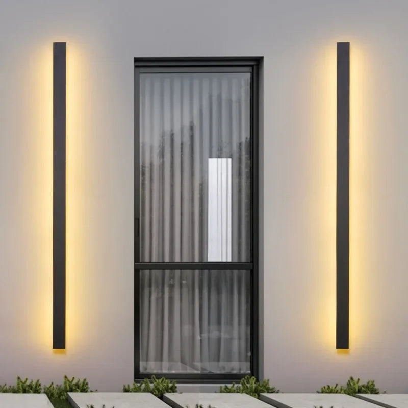 Modern Waterproof Outdoor Long Strip LED Wall Lamp with Motion Sensor for Villas, Porches, Gardens