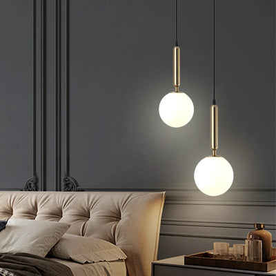 Nordic LED Ceiling Pendant Lamp: Glass Ball Chandelier for Restaurant, Kitchen, Dining Room, Bedroom, and Bedside Decor