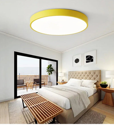 LED Nordic Circular Wooden Edge Ceiling Light – Modern Minimalist Lighting for Bedrooms and Kitchens