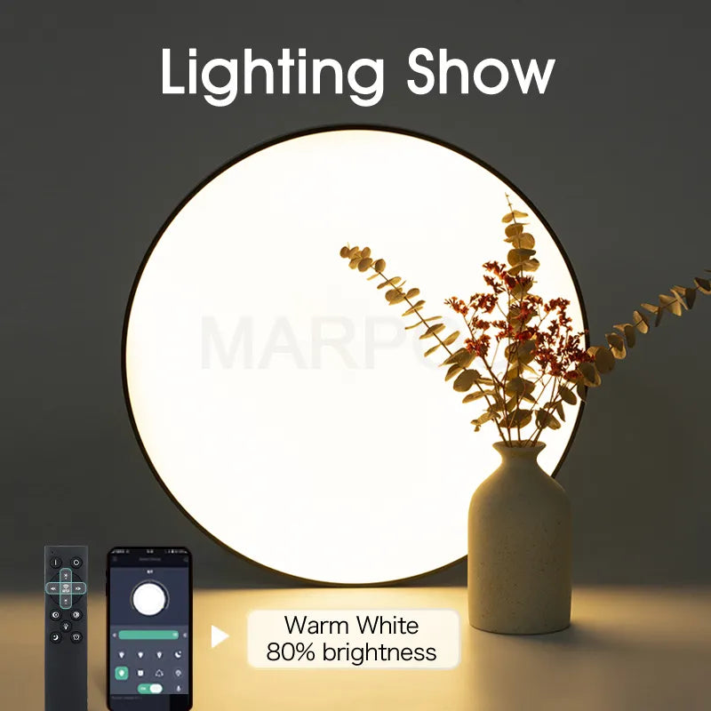 MARPOU Smart LED Ceiling Lamp for Bedroom, Living Room with Remote Control Dimmable Lights