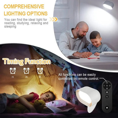 Rechargeable LED Wall Light: 360° Rotatable Lamp with 5 Brightness Levels, Touch and Remote Control