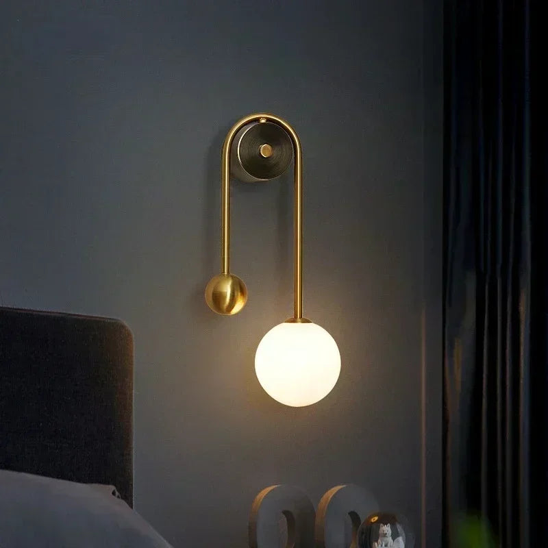 Modern Glass Ball LED Wall Light: Gold Bedroom Bedside Lamp - Ideal for Home Decor, Living Room, Corridor