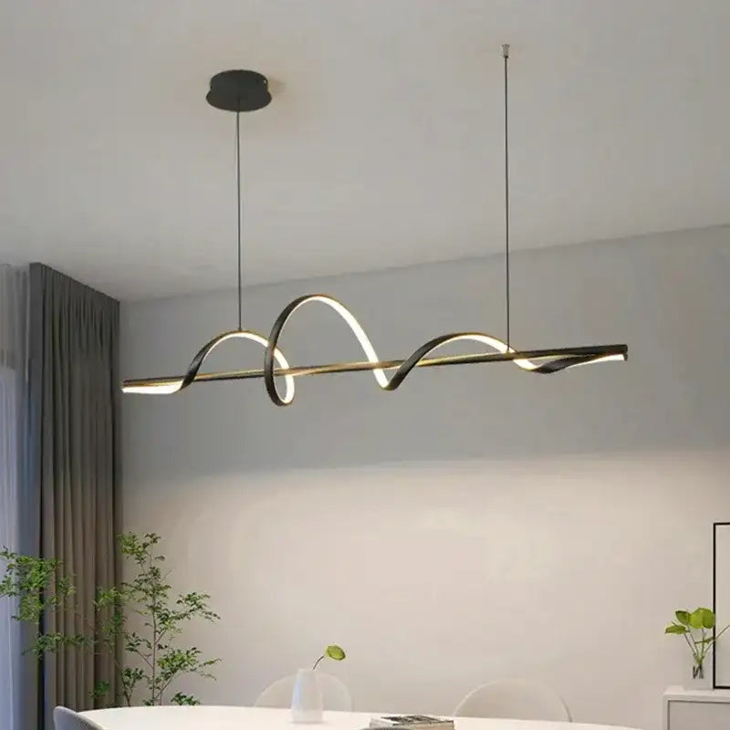 Modern Water Ripple LED Pendant Lights Minimalist One Word Long Strip ...