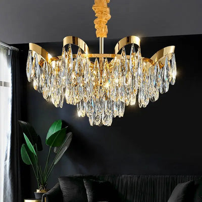 Modern LED Sunflower Crystal Ceiling Chandelier Pendant Lamp, Creating an Atmosphere in Living and Dining Rooms