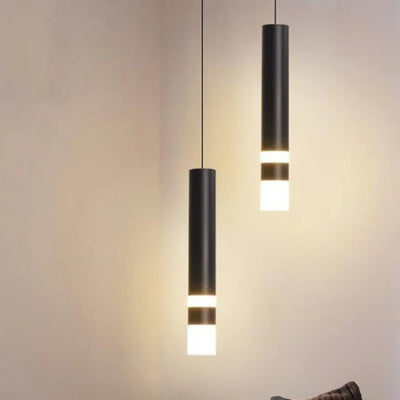 Dimmable LED Long Barrel Pendant Chandelier: Anti-Glare Design for Restaurant Bars, Living Rooms, Hotel Front Desks
