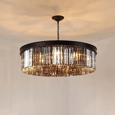 Modern Luxury LED Ceiling Pendant Lamp - Black Gold Large Crystal Chandelier Lighting for Hotel, Living Room, Restaurant