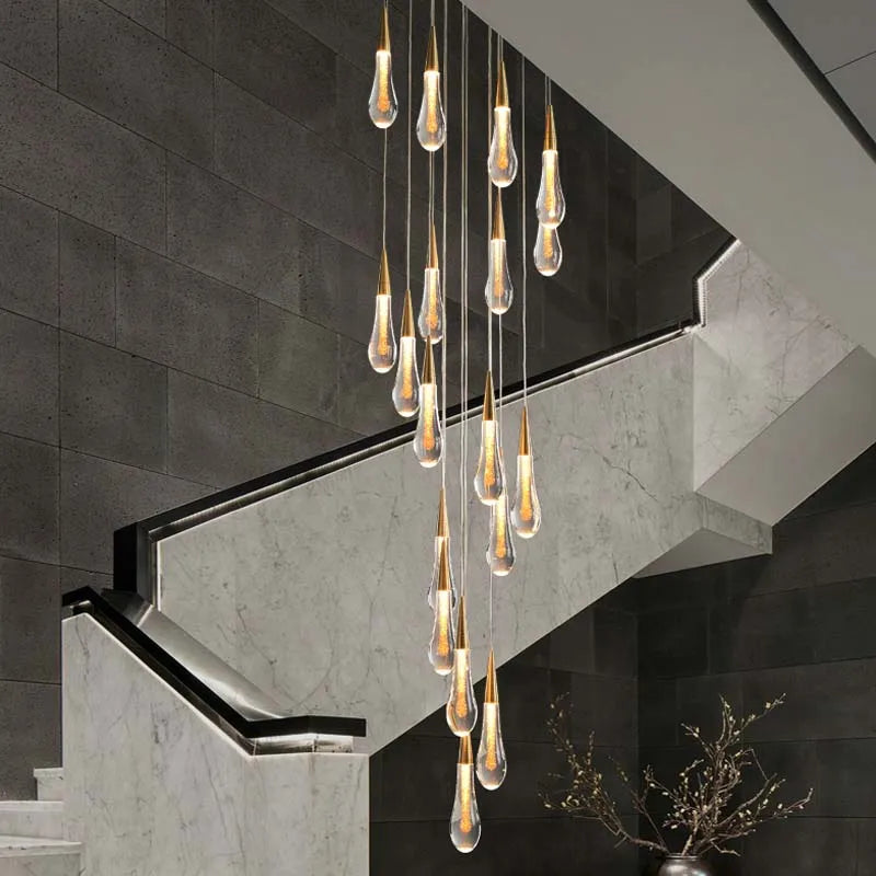 Crystal Tear Drop Ceiling Chandelier - Illuminate Your Space with Elegance