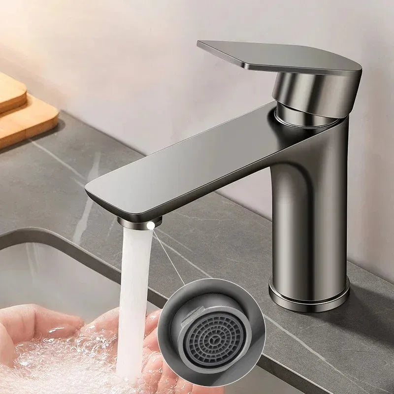 Stainless Steel Bathroom Sink Faucet Hot and Cold Water Tap