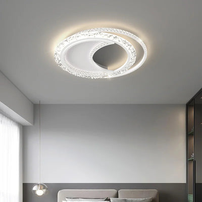 Modern Simple Round LED Ceiling Lights - Golden Acrylic Chandelier for Living Room Bedroom Study