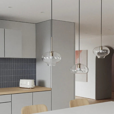 Modern Pendant Light: Minimalist Clear Glass Hanging Lamp for Living Room Kitchen Light Fixture Dining