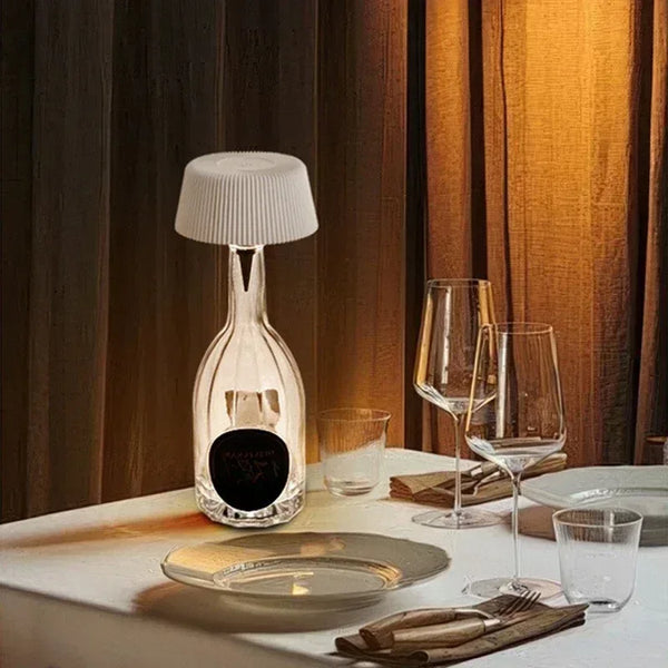 Rechargeable LED Table Lamp | USB Wine Bottle Style Night Light for Bar, Restaurant & Bedroom - Eco Luxe Décor