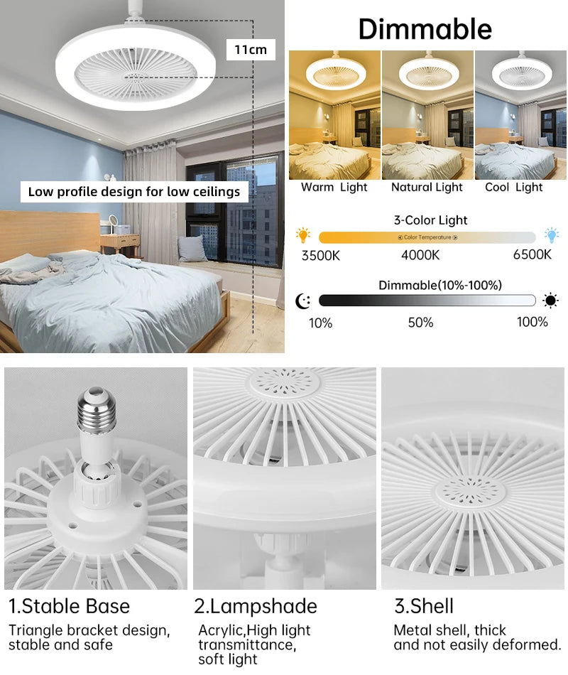 Smart Ceiling Fan with Light – Modern LED Fan with Remote Control