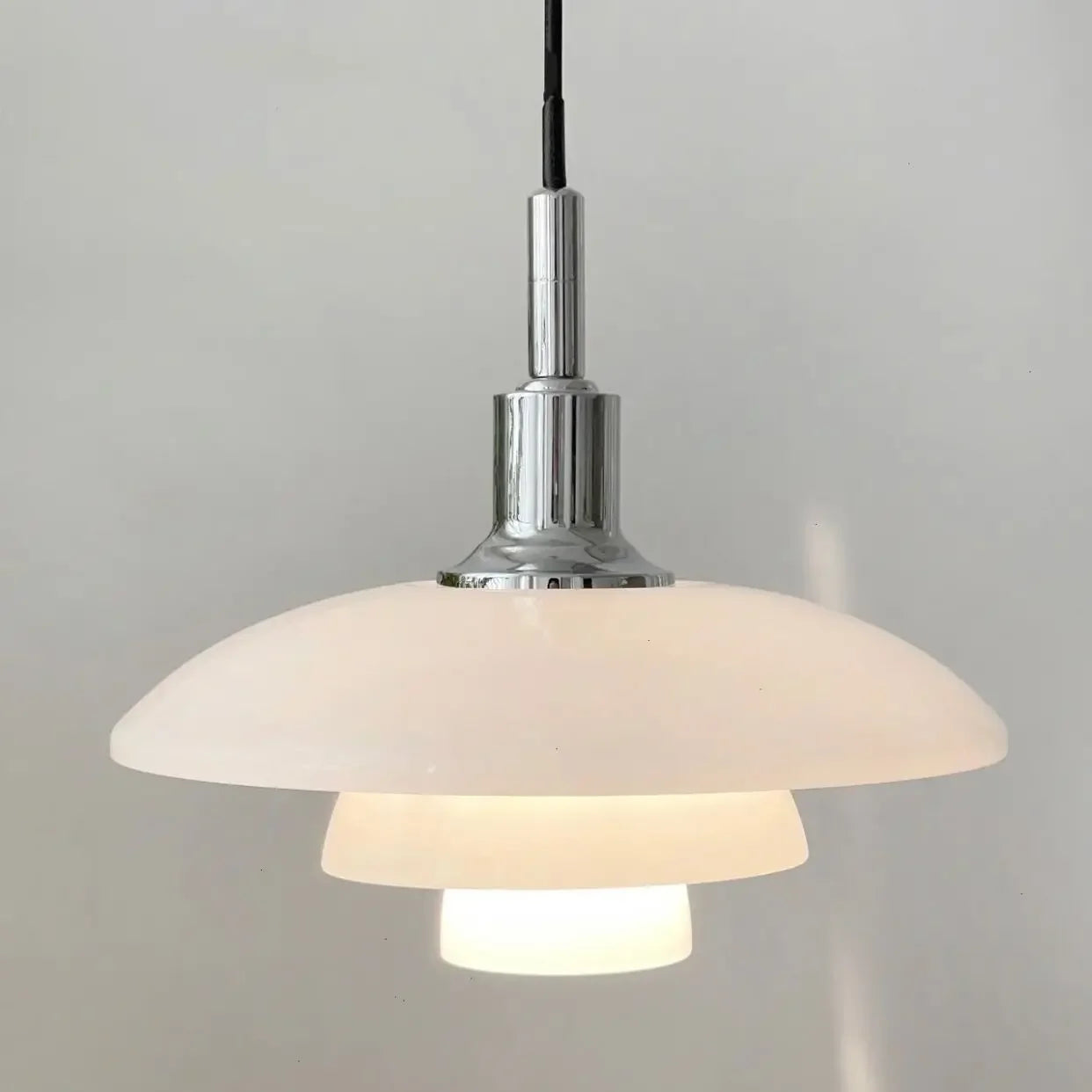 Danish Designer Glass Pendant Light - Gold Chrome Hanging Lamp