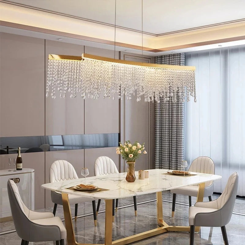 Modern LED Crystal Chandelier - Living Room Light, Dining Room Ceiling Lamp, Kitchen Pendant Light, Home Lighting Decor