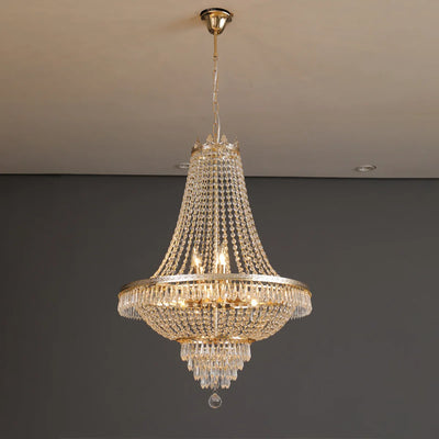 LED Pendant Light Luxury Crystal Chandelier for Living Room, Hotel Lobby, Villa High Ceiling Staircase - European-Style