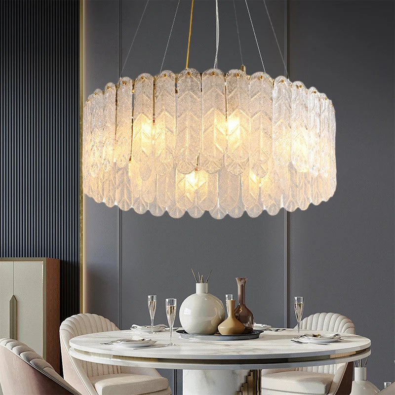 Modern Nordic Glass LED E14 Pendant Light Atmosphere Crystal Chandelier Home Decor Living Room Lighting Fixture