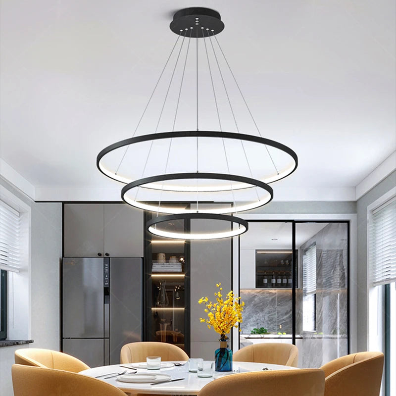 Modern LED Ceiling Lamps: Stylish Rings Pendant Lights Perfect for Indoor Lighting, Ideal LED Chandeliers for Living Room