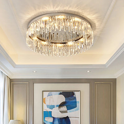 Modern Luxury Crystal K9 Ceiling Lamp - Circular Round Dining Table LED Lights Bedroom Chandeliers