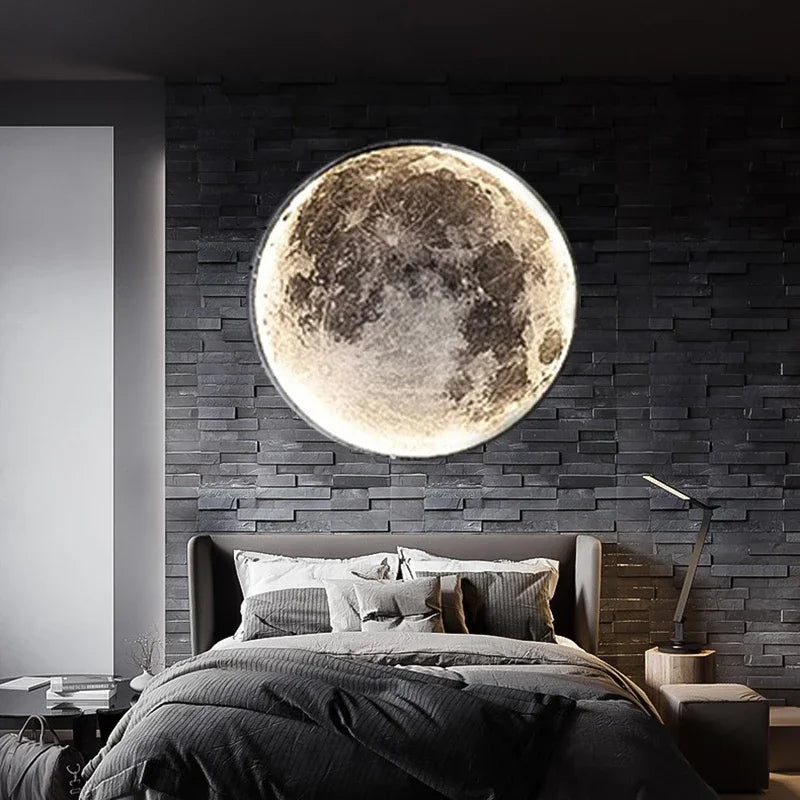 Modern Moon Light LED Wall Lamp – Creative Earth-Inspired Bedroom and Living Room Wall Sconce