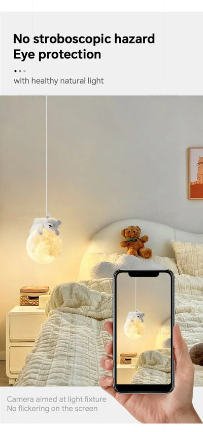 Nordic Little Cute Rabbit LED Pendant Lamp for Dining Rooms, Children's Bedrooms, and Bedside Spaces