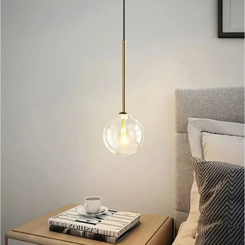 Nordic Pendant Lights: Home Decor Clear Glass Chandeliers Vintage Hanging Lamp for Kitchen Living Room Bedside