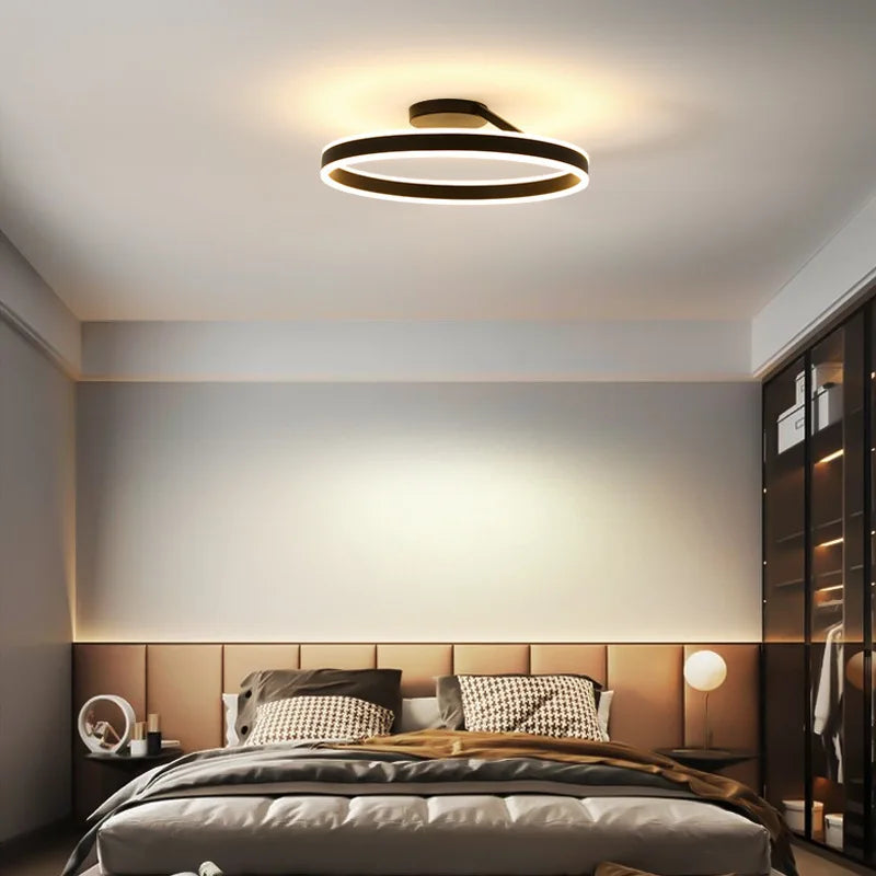 Nordic Ring LED Ceiling Chandelier: Dimmable Fixture for Dining and Living Rooms, Bedroom Pendant Light Decor