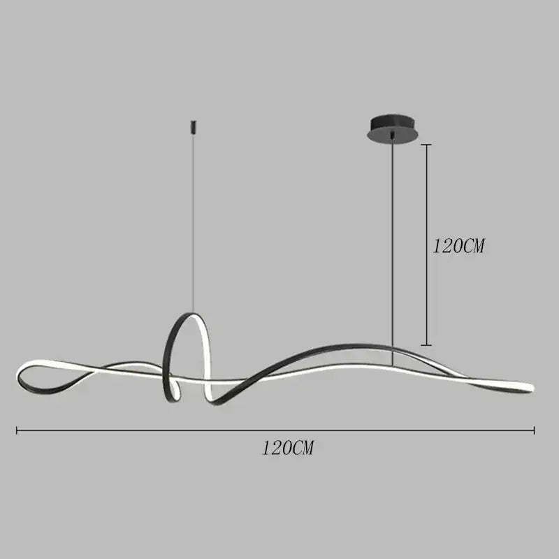 Modern Water Ripple LED Pendant Lights Minimalist One Word Long Strip ...