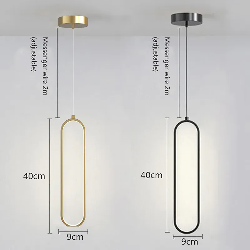 Modern Minimalist LED Pendant Light Chandelier - Elegant Gold and Black Hanging Lamps for Bedroom, Restaurant, and Living Room Decor
