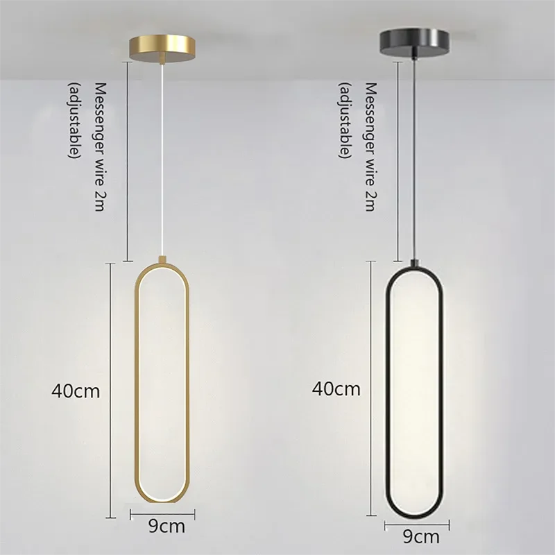 Modern Minimalist LED Pendant Light Chandelier - Gold and Black Hanging Lamps for Bedroom, Restaurant, Living Room