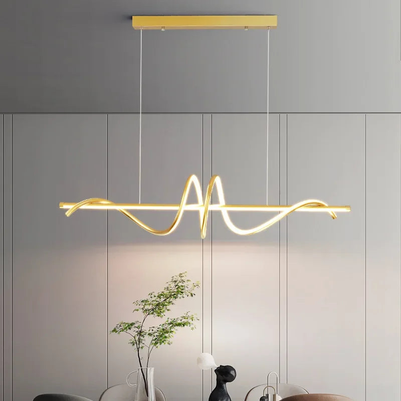 Nordic Design New Curved Dining Table Pendant Lamp Kitchen Island Bar Minimalist Cabinet Suspension LED Home Decor Lighting