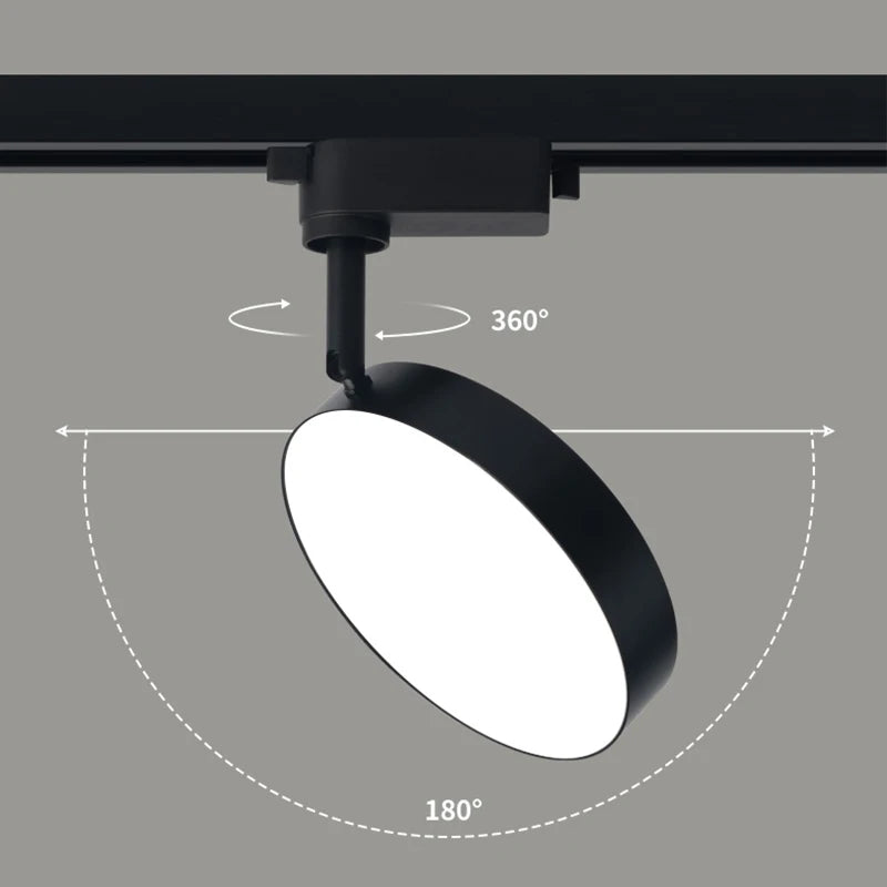 Aluminum 360° Adjustable Round LED Track Light Light for Clothing Stores and Homes