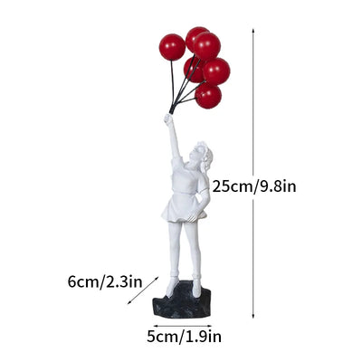 Banksy Sculpture Set – Flower Thrower & Balloon Girl Resin Decor for Home & Office