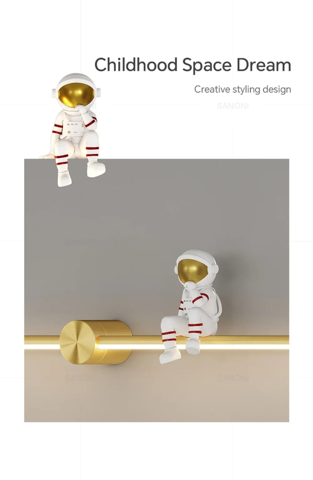 Creative Children Room LED Wall Lamp - Astronaut Themed Sconce Light