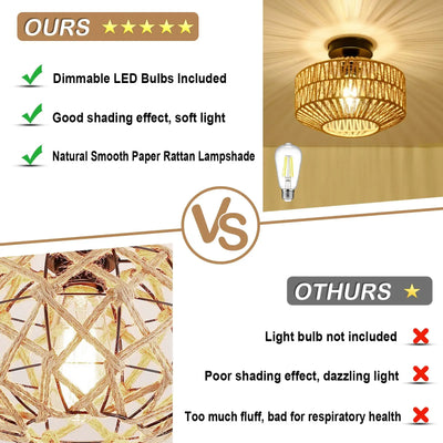 Rattan Ceiling Lamp - Hand-Woven Elegance for Your Home