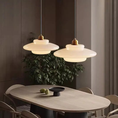 Nordic Cream Wind Milk Glass Art Decorative Pendant Lights: LED E27 Modern Light Fixtures for Kitchen Island, Dining Room,