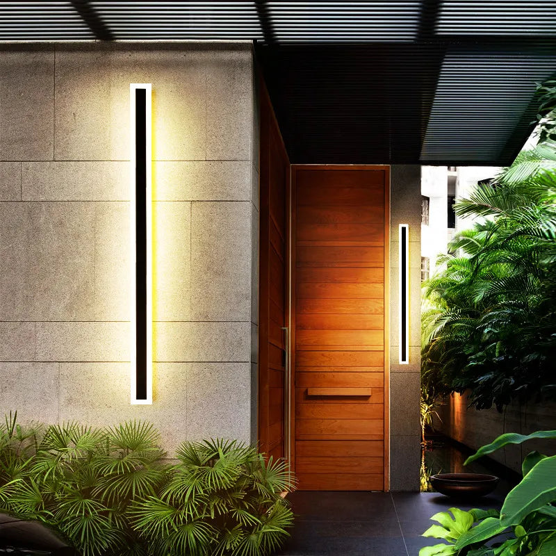 Modern Waterproof Outdoor Long Strip LED Wall Lamps Aluminum Wall Light for Garden Porch Sconce Lights