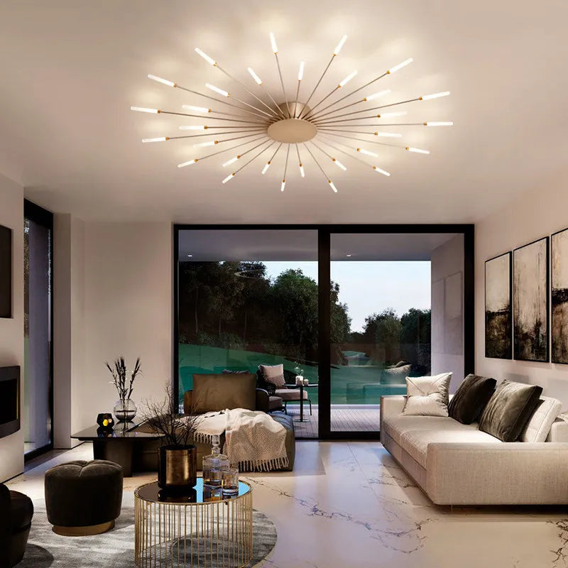 Modern LED Ceiling Lamp Fireworks Full Star Golden Ceiling Light Living Room Decor led Fixture