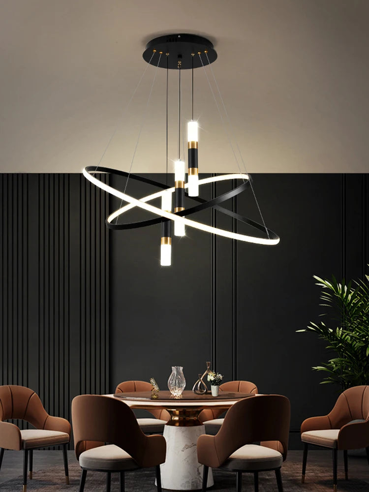 Sleek LED Chandeliers for Living, Dining, and Kitchen Spaces with Modern Round Pendant Lights for Stylish Home Decor