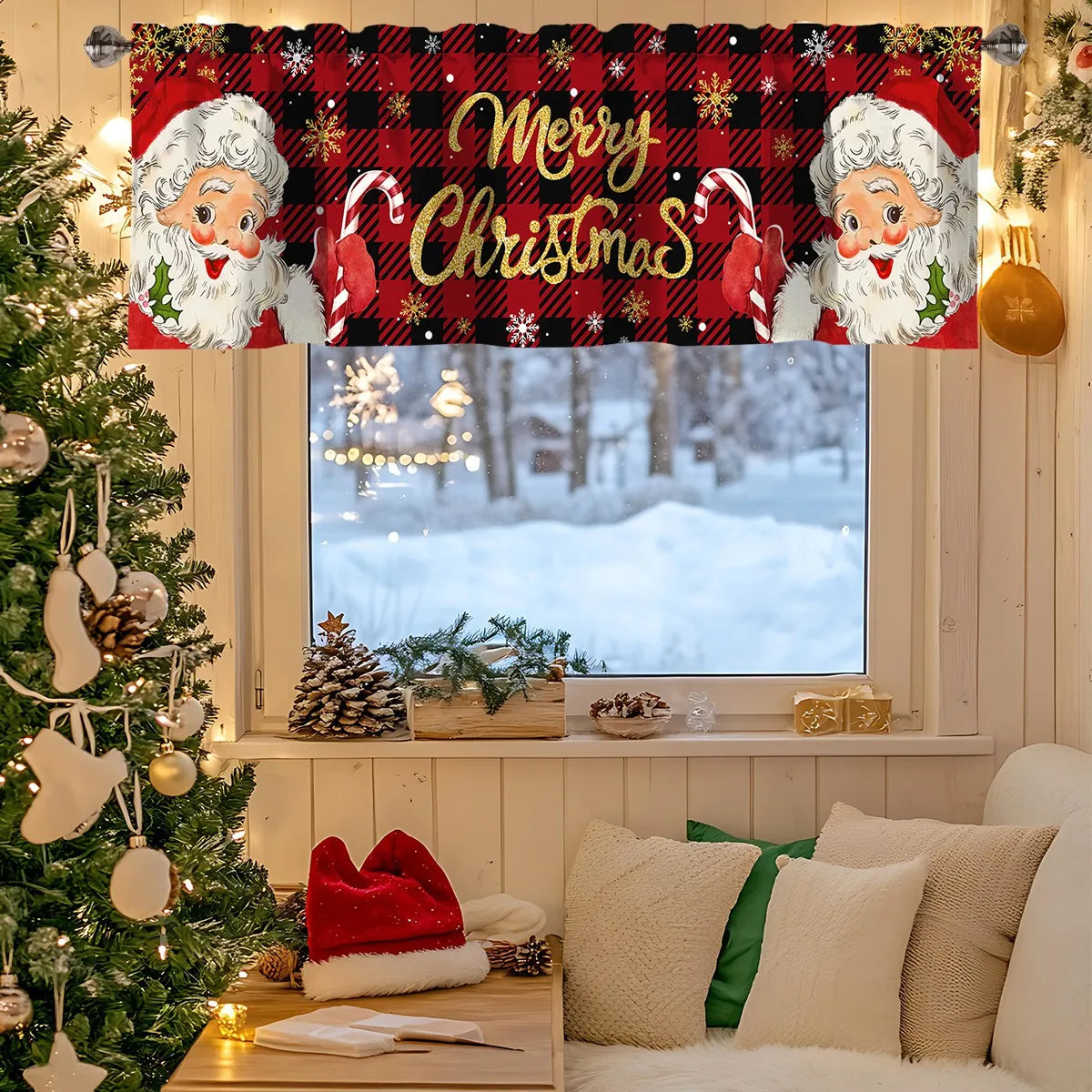 Christmas Short Curtains and Valances for Home Décor 2025–2026 Xmas Kitchen and Bedroom Window Decorations